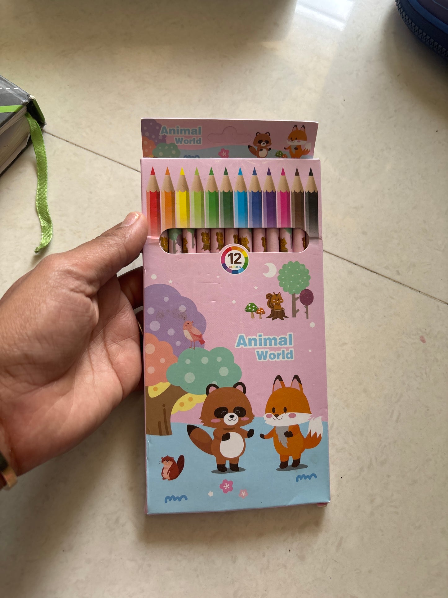 12-pack of double sided colored pencils for kids with fun animal design, perfect for creative play and drawing
