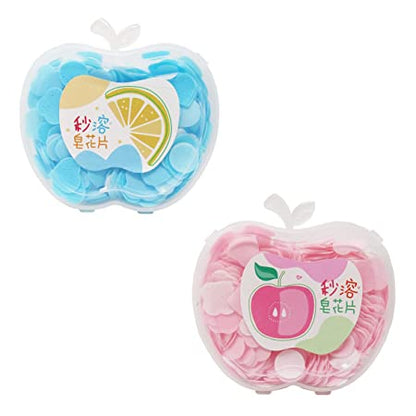 Blue and pink apple-shaped confetti from NIYO TOYS, perfect for crafts and decorations, ages 3 and up