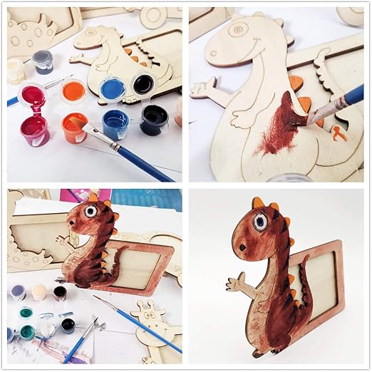 Colorful dinosaur wooden craft kit for kids, age 5+, perfect for arts and crafts for kids activities