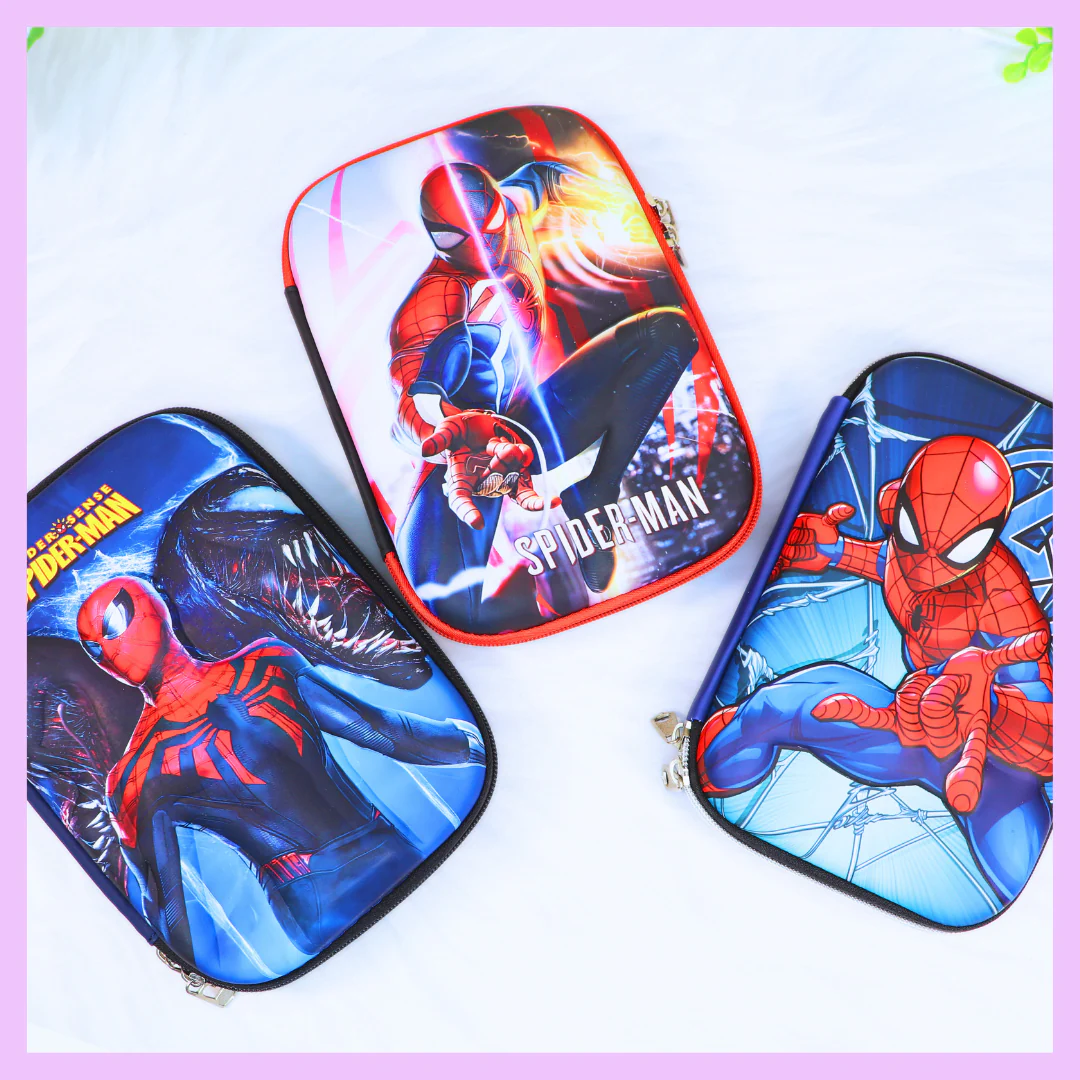 Spiderman pencil case for kids featuring vibrant designs, ideal for school use, includes Avengers Doomsday theme