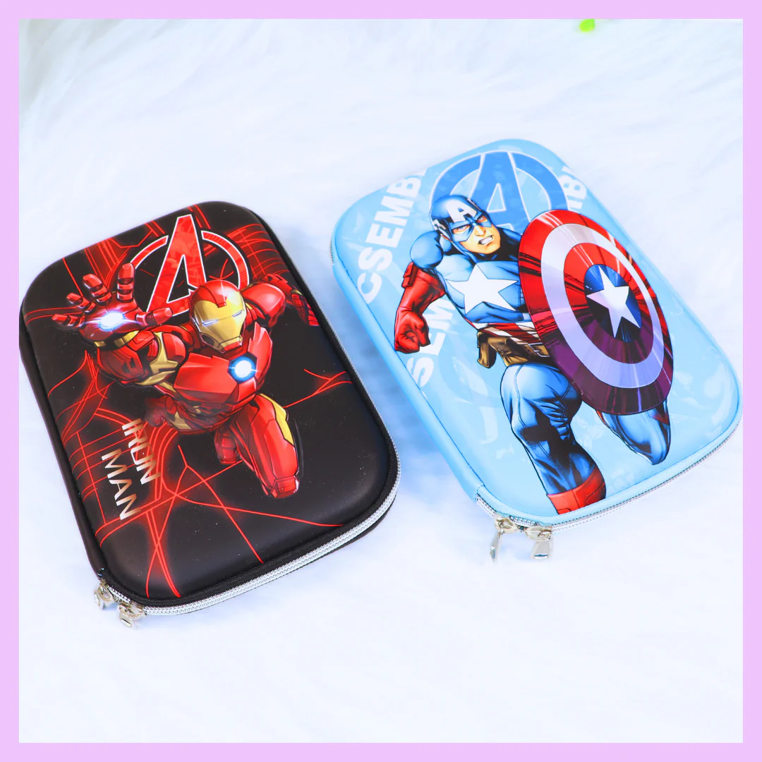 Avengers Doomsday pencil case for kids featuring Iron Man and Captain America, ideal for ages 3 and up