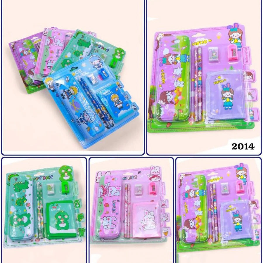 Colorful NIYO TOYS stationery set in pink, blue, and green for back to school, ages 4+, includes pens and notepad