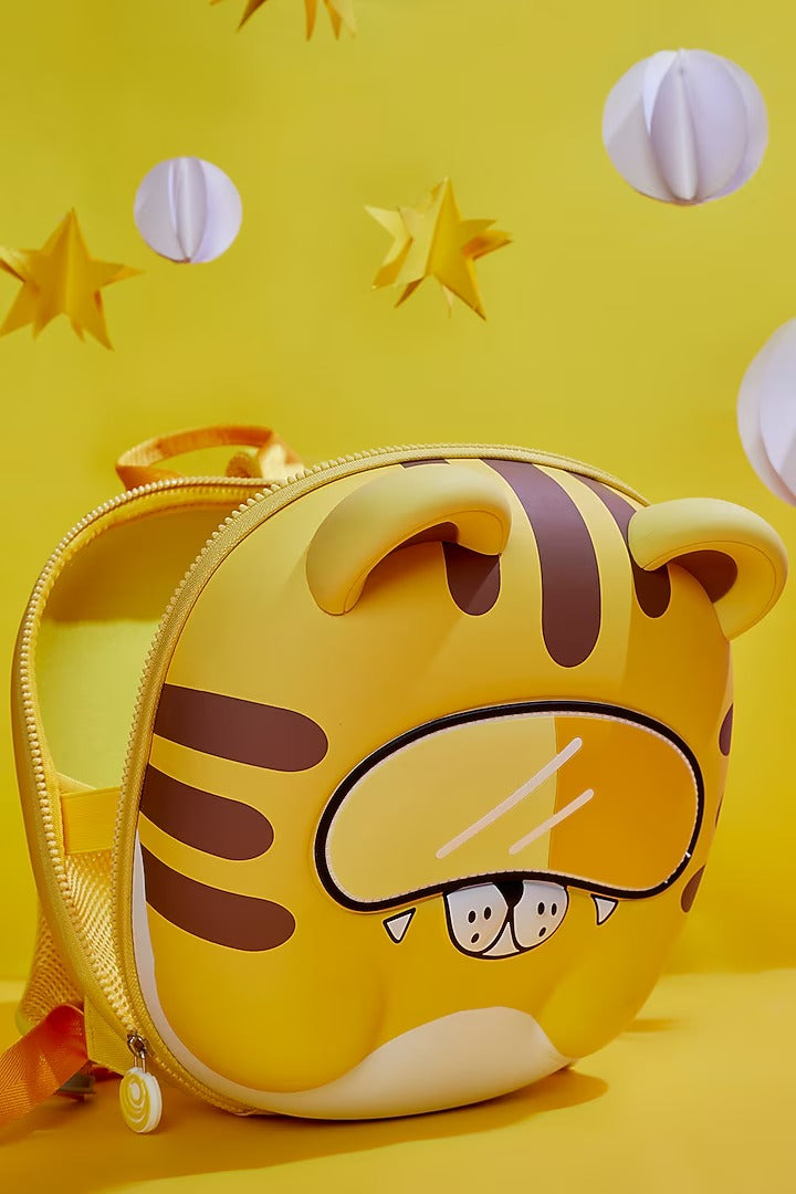 Yellow tiger backpack cartoon by NIYO TOYS for kids, perfect for school and playful adventures