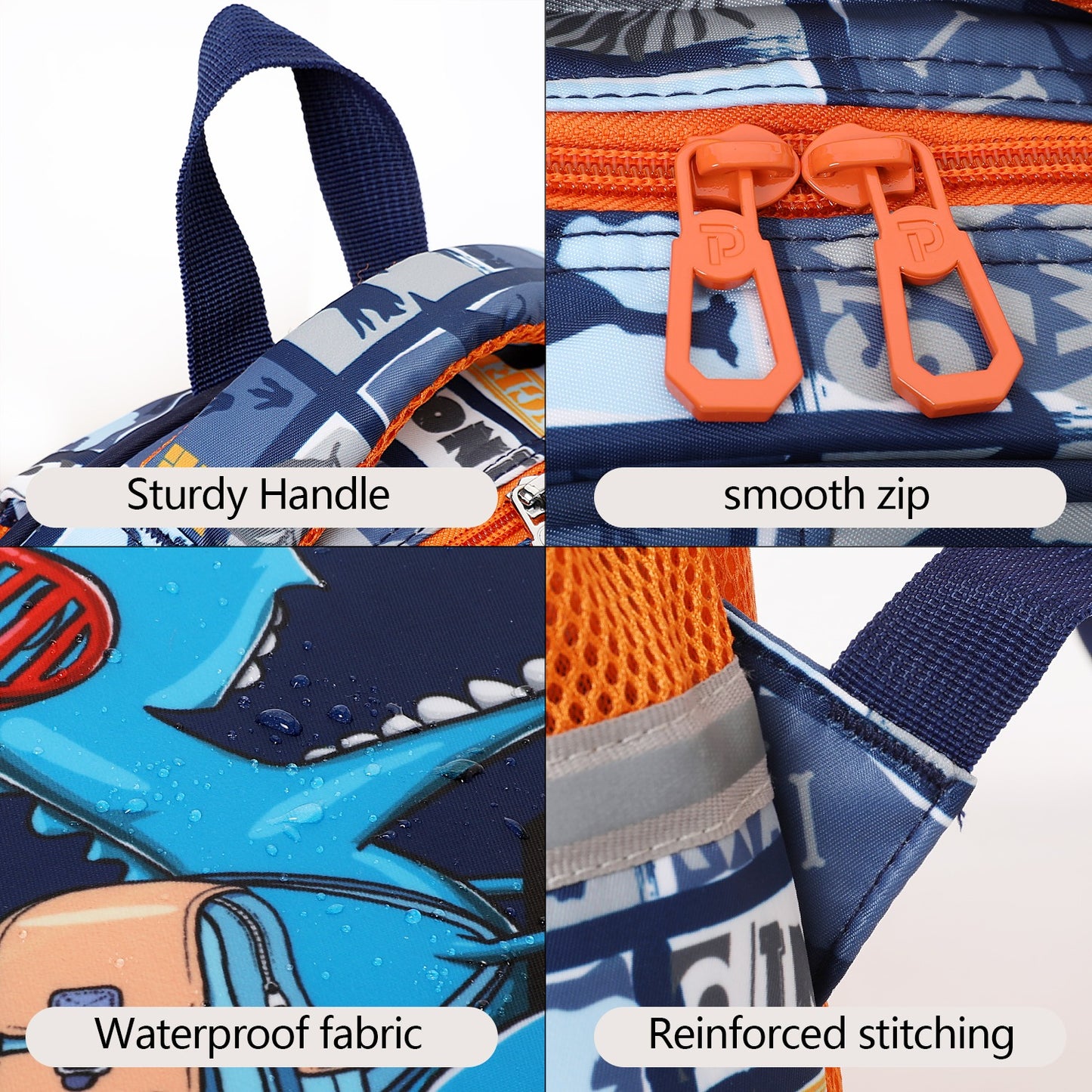 Blue NIYO TOYS backpack dino with waterproof fabric, sturdy handle, and reinforced stitching for kids