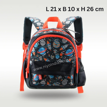 Colorful space-themed backpack preschool for ages 3 and up, perfect for young explorers