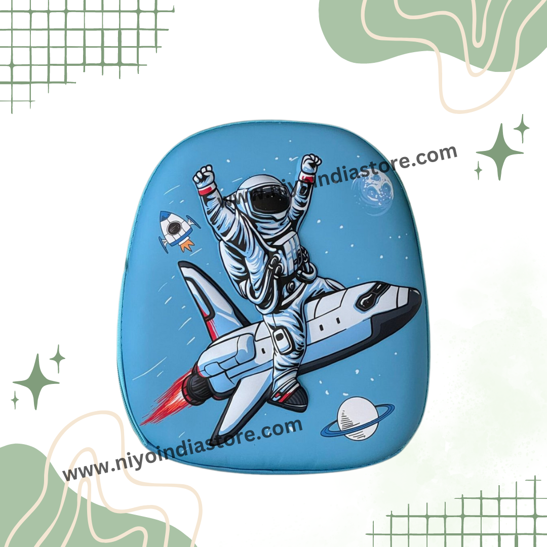 Niyo Toys astronaut-themed trendy backpack in blue for kids aged 3+, perfect for school use