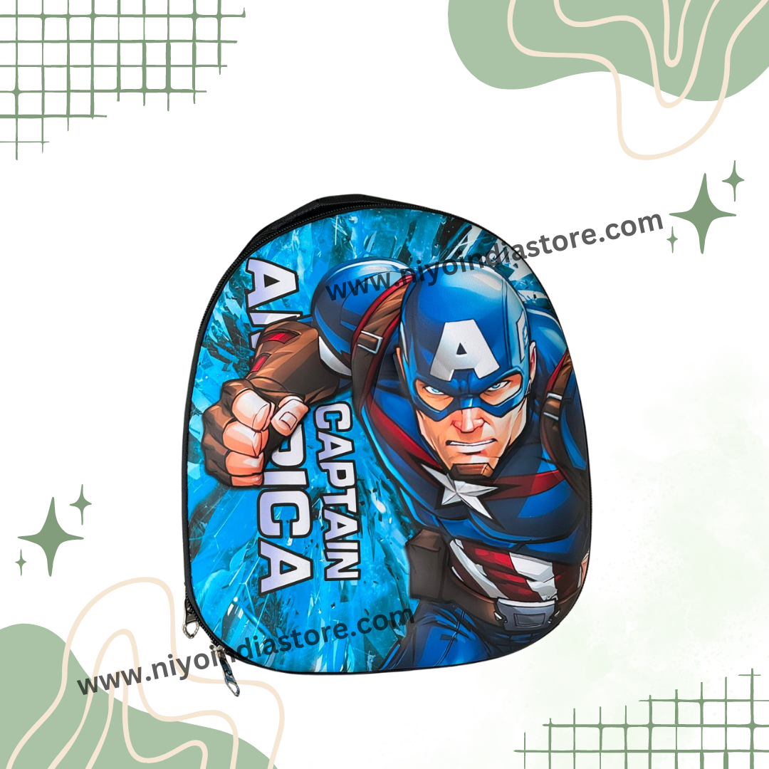 Captain America themed trendy backpack for kids, ideal for school and ages 6 and up