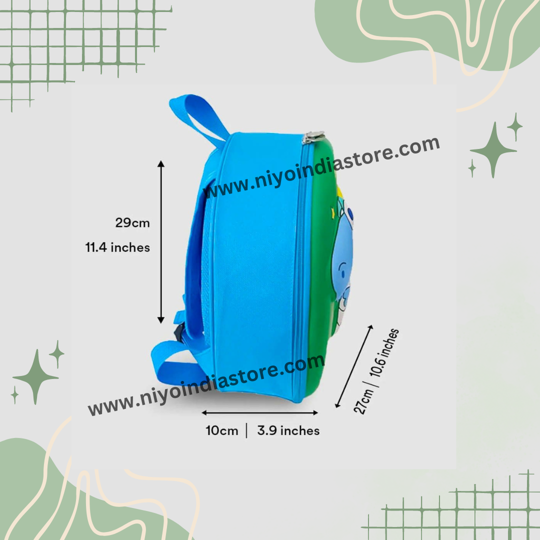 NIYO TOYS trendy backpack in blue with playful design, suitable for school use, age 5 and up