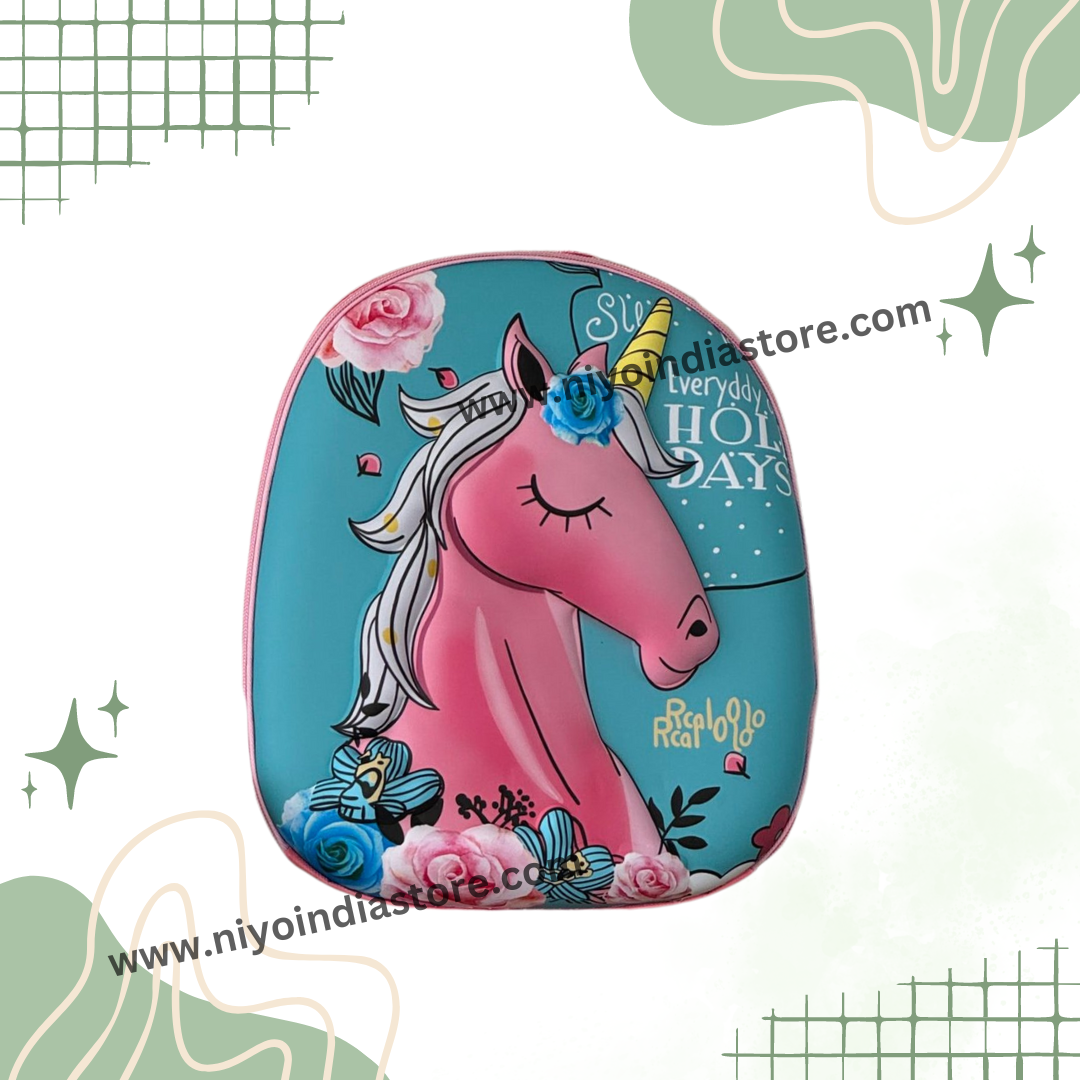 Trendy unicorn backpack in blue and pink for kids, perfect for school and everyday use