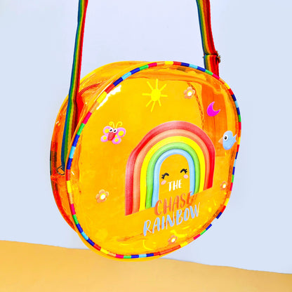 NIYO TOYS Jelly Bag with Sling in Yellow featuring rainbow design, perfect for kids age 3+ and fun outings