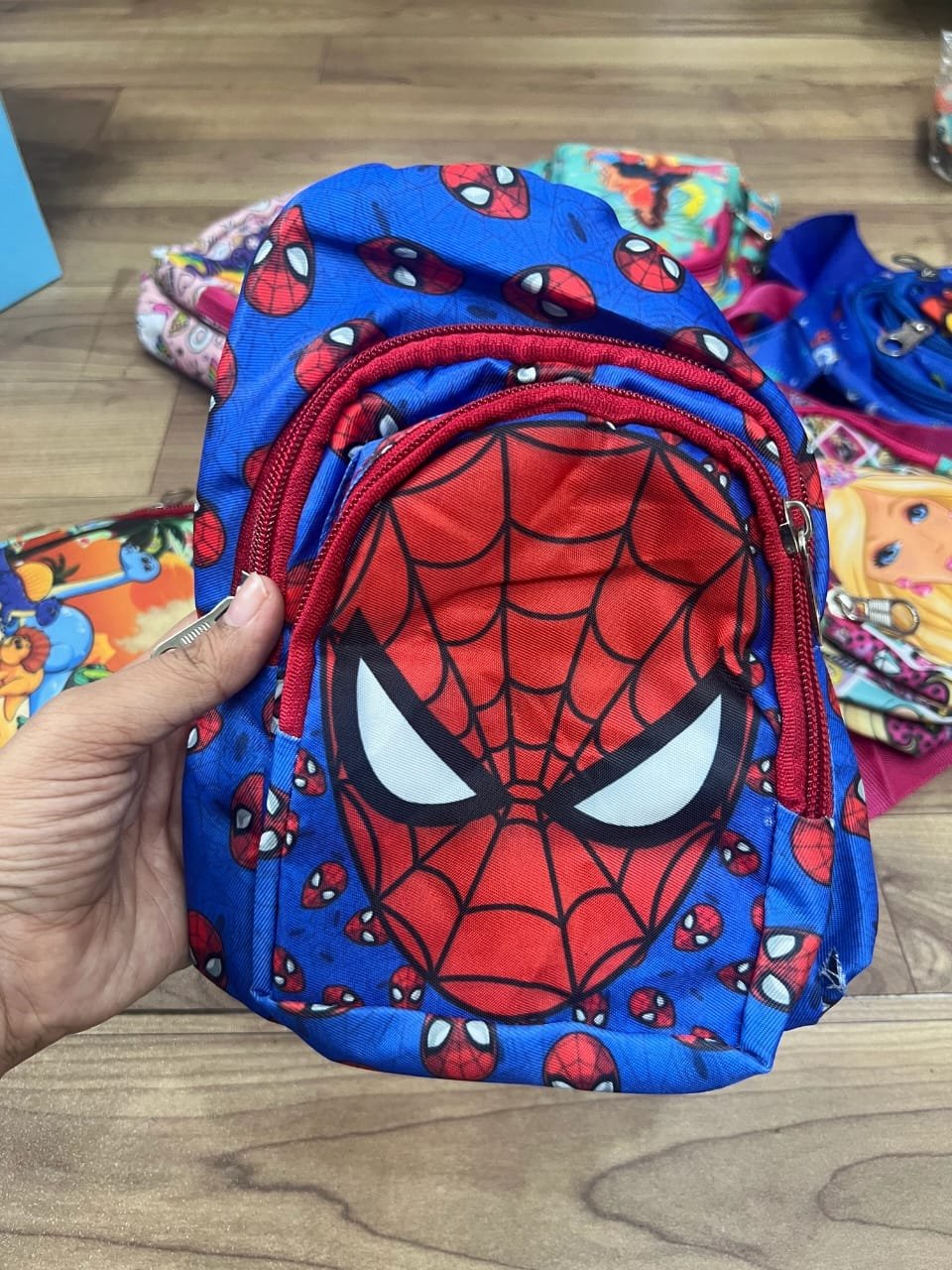 Spider-Man kids bag with sling, blue color, perfect for young superhero fans aged 3 and up