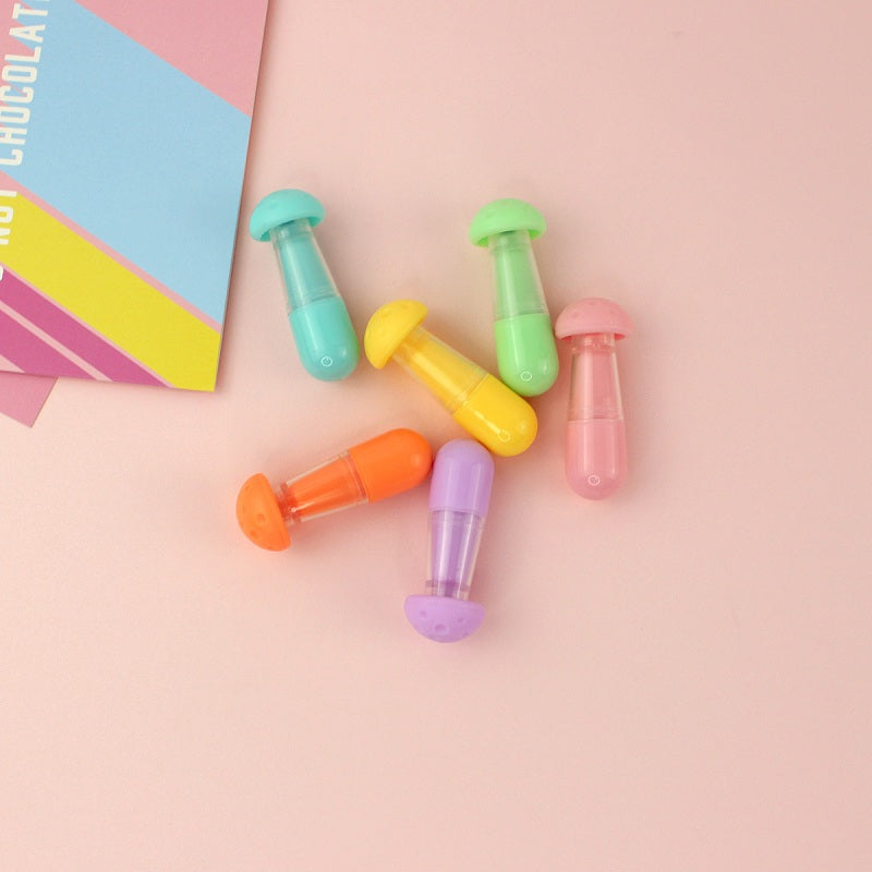 Colorful mini highlighters in mushroom shapes, great for kids and schoolwork, benefit cookie highlighter mini