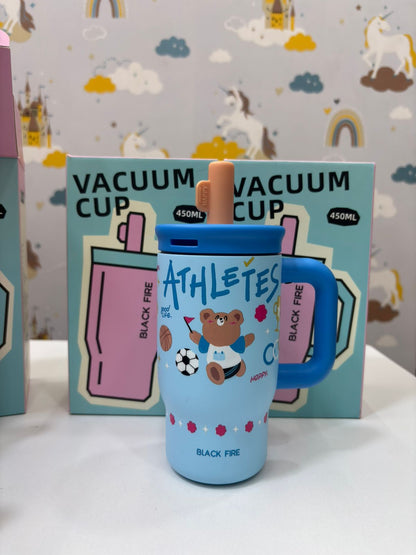 NIYO TOYS insulated tumbler in blue with bear design, perfect for kids ages 3+, ideal for school or outdoor use