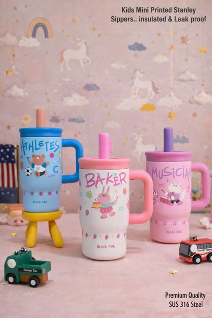 Kids mini printed tumbler insulated featuring fun designs, perfect for ages 3 and up, suitable for drinks on the go