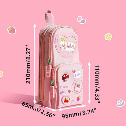 Pink box lunch backpack with fun patches for kids, age 5+, perfect for school lunches