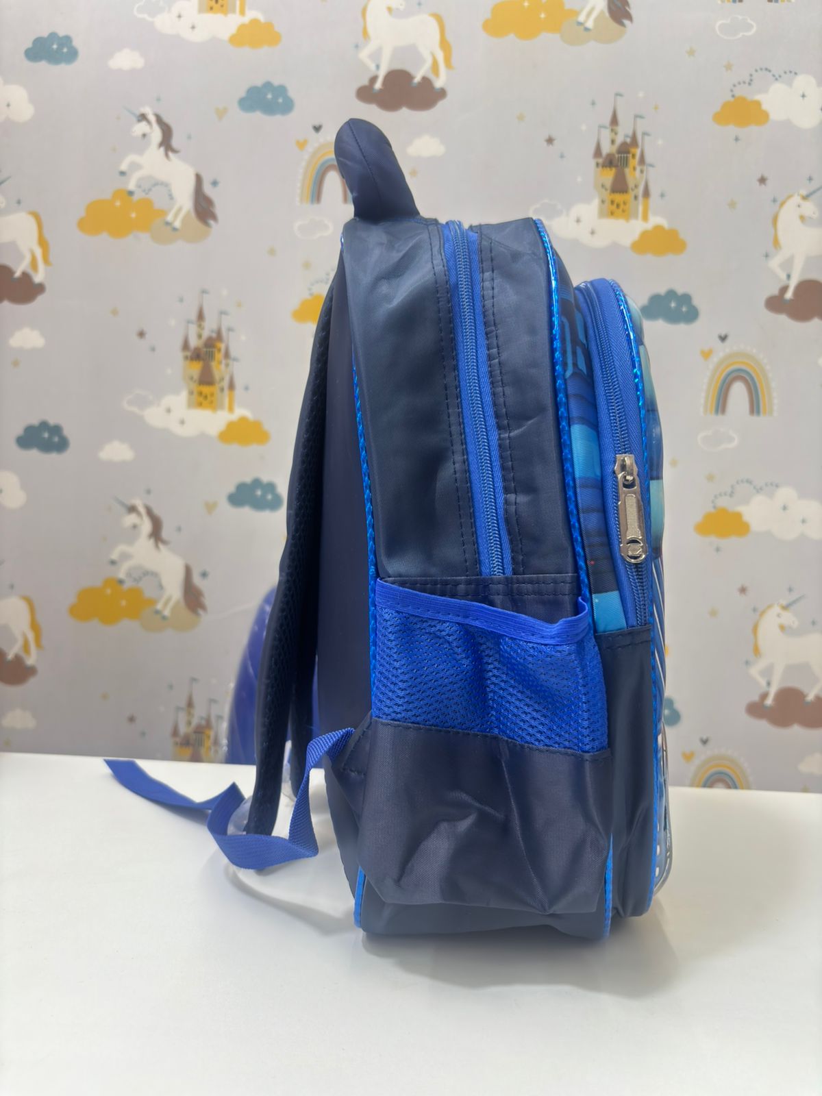 Niyo Toys Captain America: The Captain Backpack in navy blue with mesh pockets, ideal for kids age 3 and up