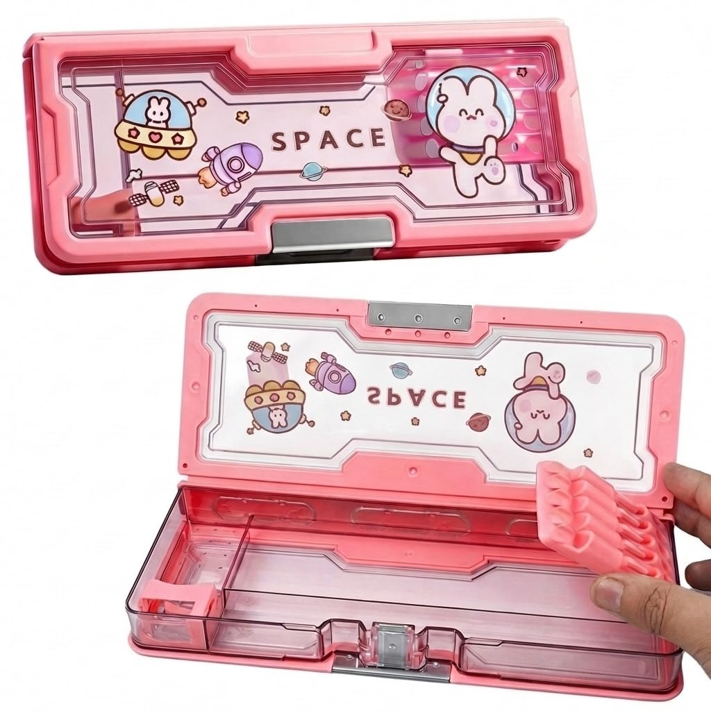 NIYO TOYS pink pencil case for kids featuring cute space designs, perfect for school supplies