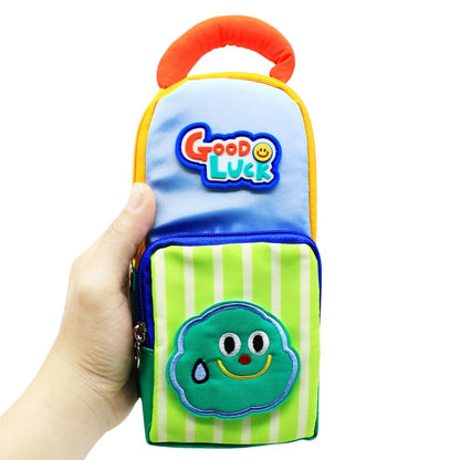 Colorful cartoon pencil pouch for kids, featuring a smiley cloud design, ideal for ages 3 and up