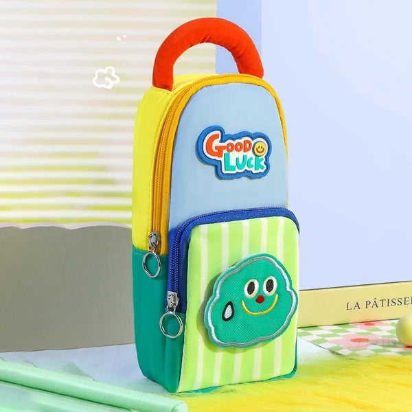 Colorful cartoon pencil pouch from NIYO TOYS for school supplies, designed for kids age 3 and up