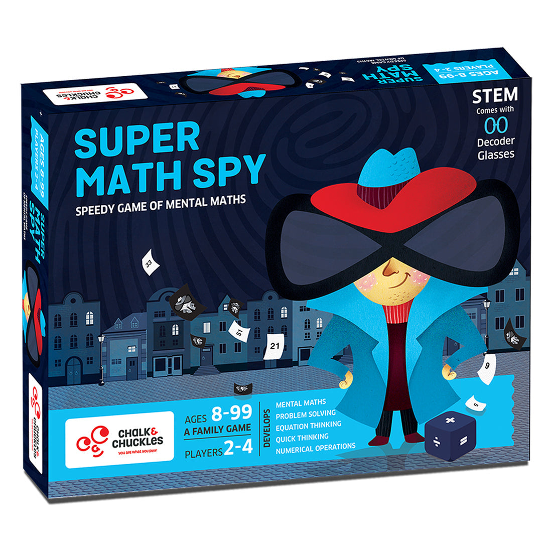 Super Math Spy game by NIYO TOYS, ages 8-99, a fun math challenge for 2-4 players, crossword game free