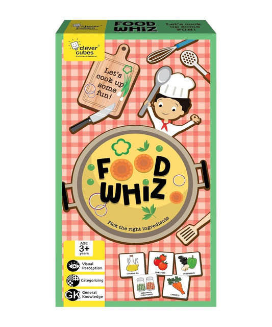 NIYO TOYS Food Whiz Game for ages 3+ featuring colorful cooking cards and interactive play for children