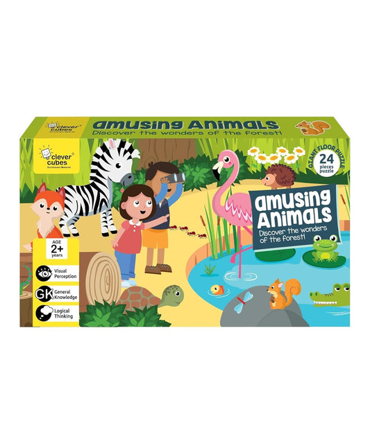 NIYO TOYS Amusing Animals floor puzzle with 24 pieces featuring forest animals for kids age 2 plus