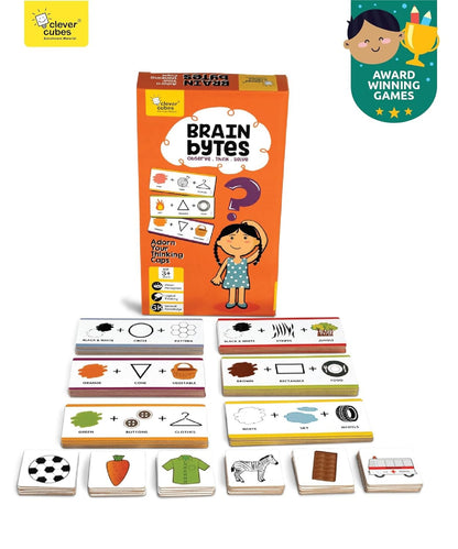 NIYO TOYS Brain Bytes logic puzzle game with colorful thinking cards and shapes for kids