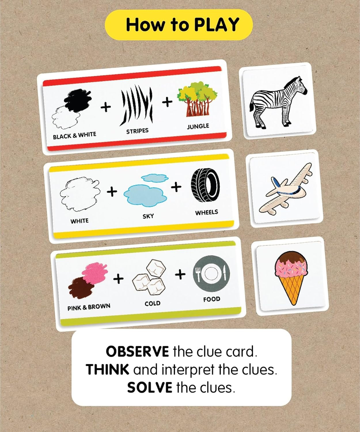 NIYO TOYS educational clues and answer cards game teaching kids to observe and solve puzzles