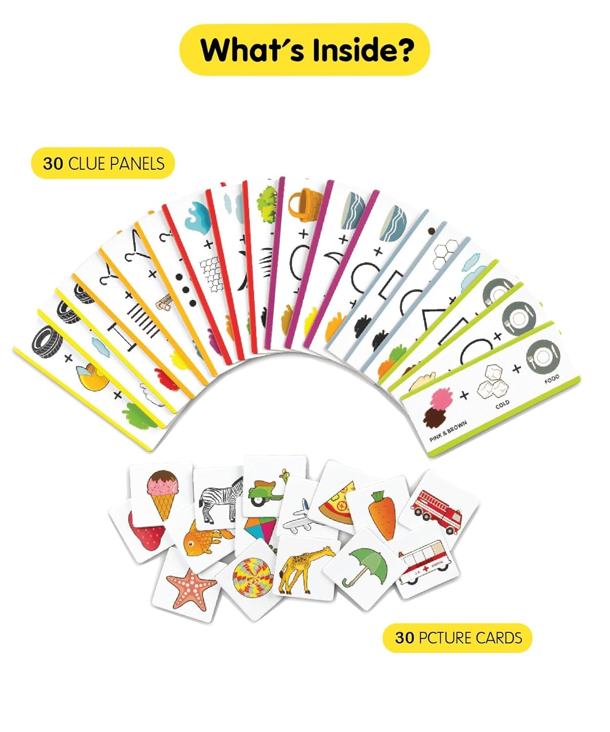 NIYO TOYS educational toy set with 30 colorful clue panels and 30 picture cards for kids