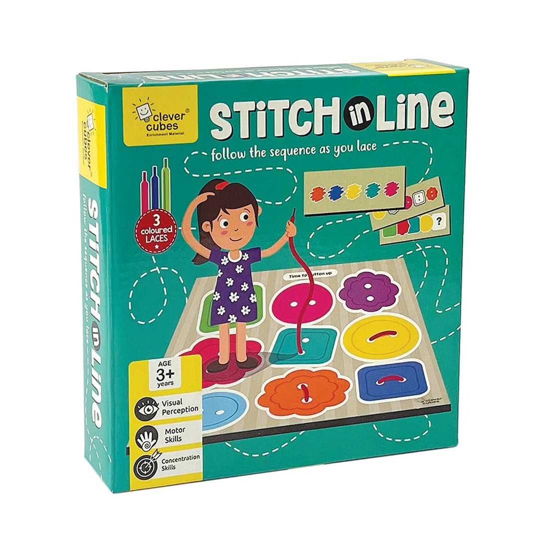NIYO TOYS Stitch in Line Activity Toy with Colorful Laces for Age 3+ to Develop Visual Perception Skills