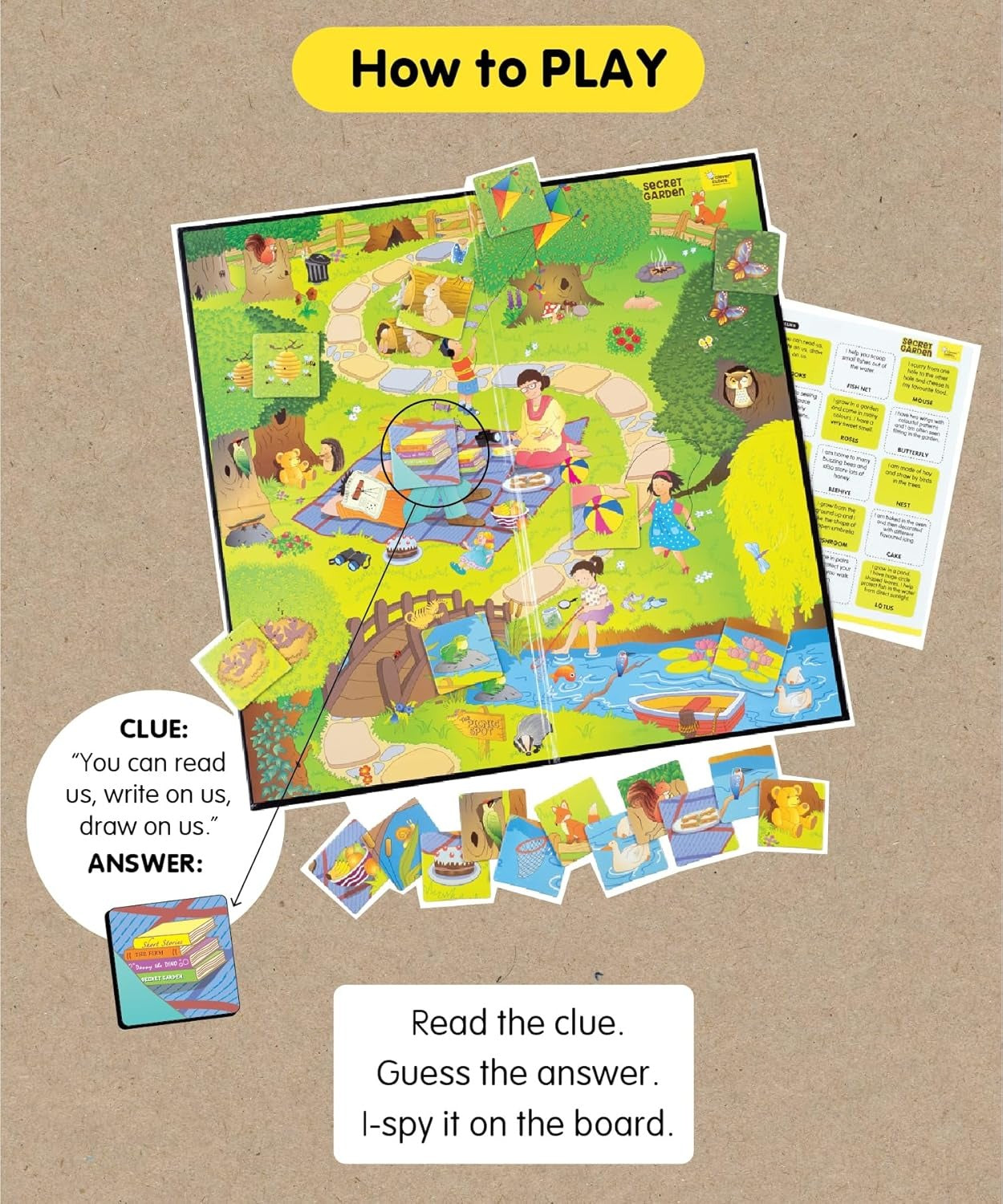 Colorful board game featuring the secret garden theme for ages 5 and up, family-friendly fun