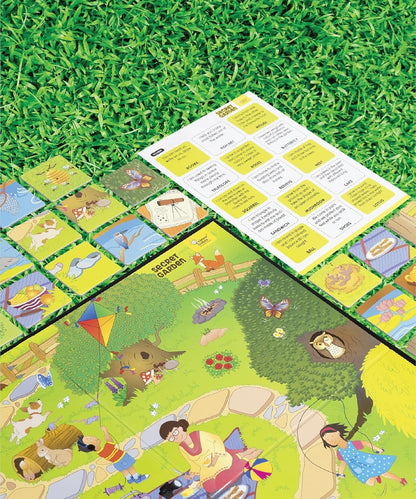 Colorful puzzle game featuring the secret garden theme for ages 4 and up, encourages imaginative play