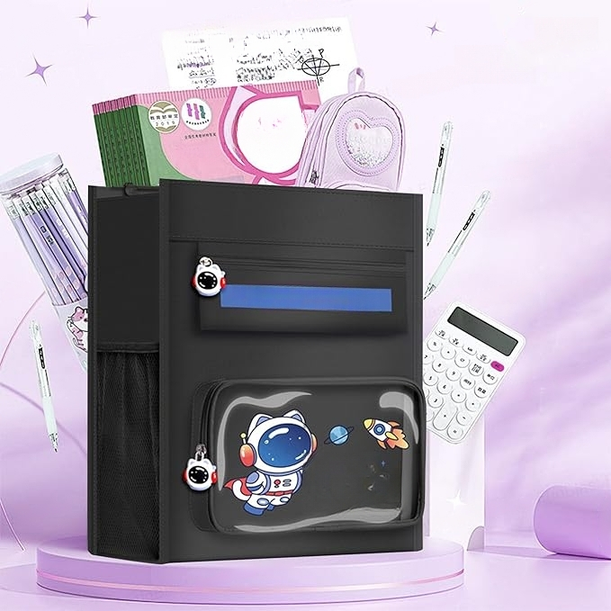 NIYO TOYS black tote bag with astronaut design, perfect for kids age 6+, ideal for school or play