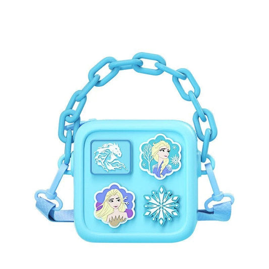 NIYO TOYS blue sling bag for kids, featuring Disney Frozen characters and shapes, ideal for age 3+