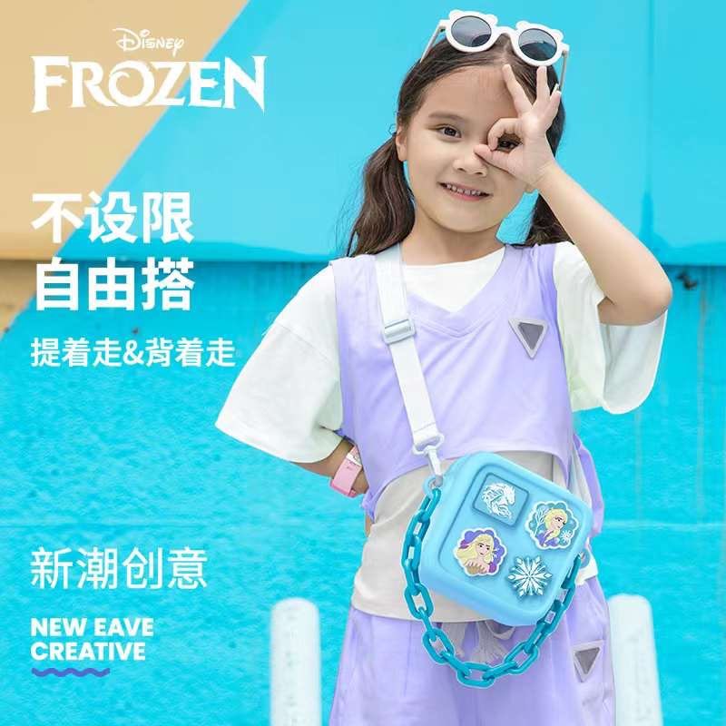 Blue NIYO TOYS sling bag featuring Disney Frozen characters, perfect for kids age 3+, stylish coach purse shoulder bag for outings