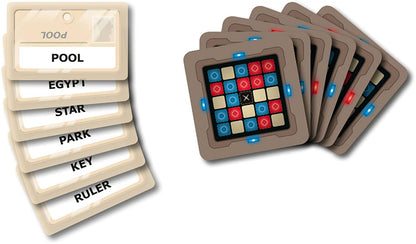 Codenames board game components including word cards and game board for strategic gameplay