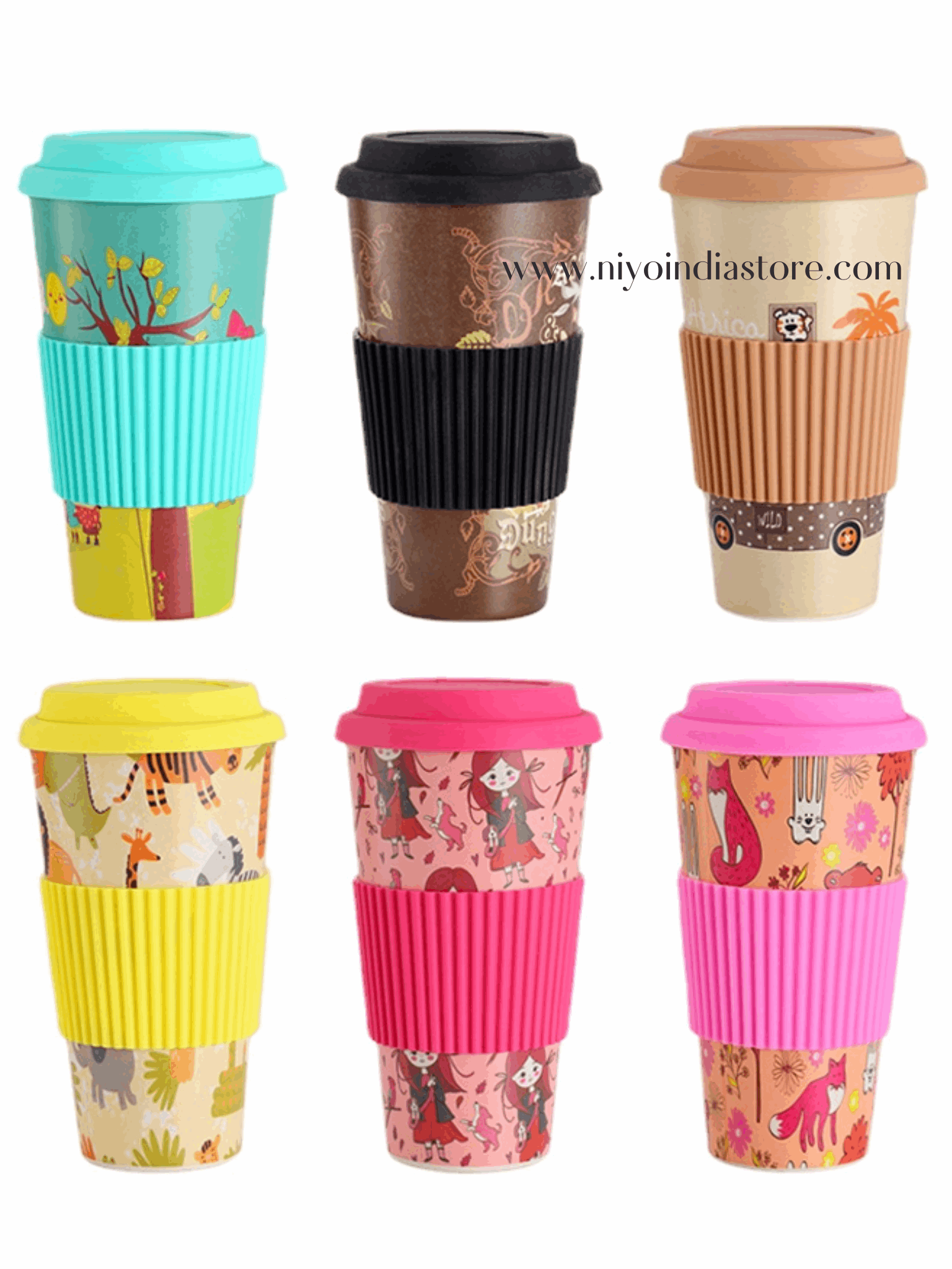 Colorful coffee mug set for kids with playful designs, perfect for ages 3 and up