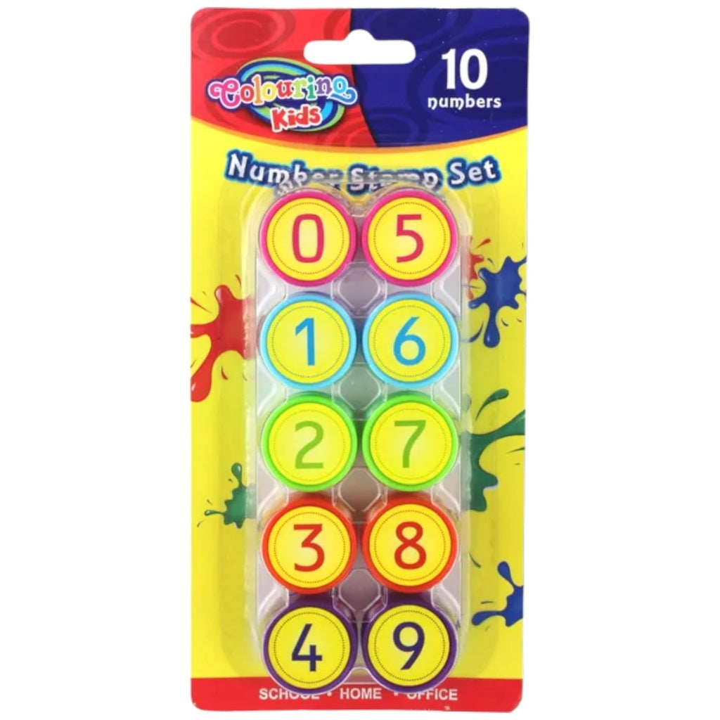 Colouring Kids Number Stamp Set with 10 colorful number stamps for ages 3 and up, perfect for fun learning