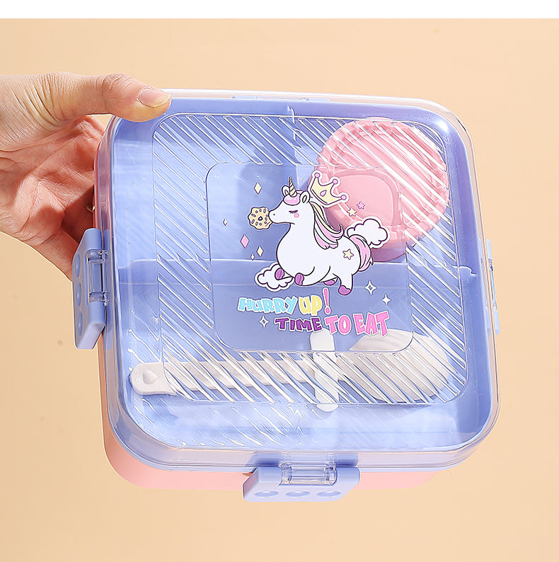 NIYO TOYS compartment lunchbox for kids with unicorn design and spoon included