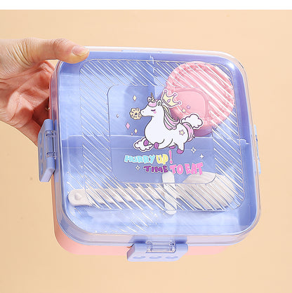 NIYO TOYS compartment lunchbox for kids with unicorn design and spoon included