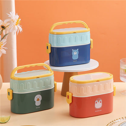 Colorful NIYO TOYS box lunch set featuring bear, duck, and penguin designs for kids, perfect for school or picnics