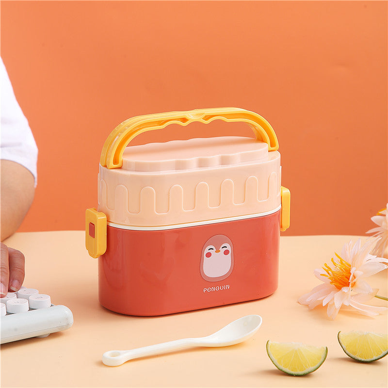 NIYO TOYS Penguin Box Lunch in Orange and Cream for kids, ideal for school use, age 3 and up