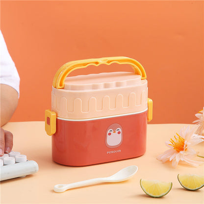 NIYO TOYS Penguin Box Lunch in Orange and Cream for kids, ideal for school use, age 3 and up