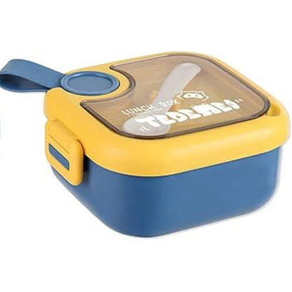 NIYO TOYS blue and yellow lunch box with transparent lid for children, ideal for school meals