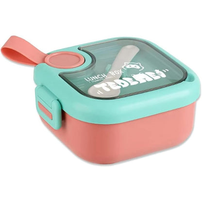 NIYO TOYS cute pink and teal lunch box for kids, ideal for storing snacks with a cooking pot stainless steel theme