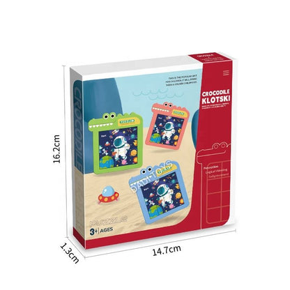 Colorful NIYO TOYS sliding block puzzle for ages 3 and up, featuring fun space themes and engaging designs