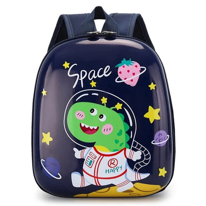 Cute dinosaur backpack for children featuring an astronaut dinosaur in space theme design
