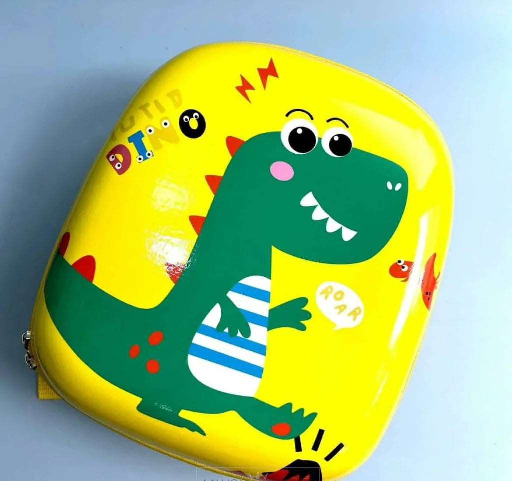 NIYO TOYS cute dinosaur backpack for children in bright yellow with a friendly dinosaur design