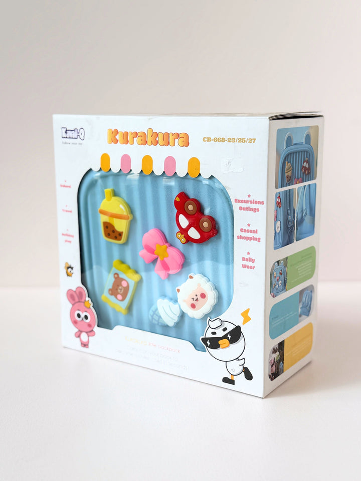 Cute kids backpack in blue with animal decorations, perfect for preschool age, ideal for school and outings