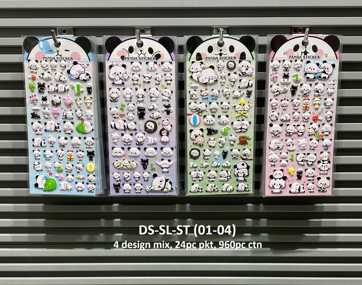 Cute panda foam stickers in various designs, perfect for decorating and personalizing projects